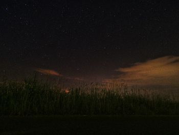 Scenic view of field against sky at night