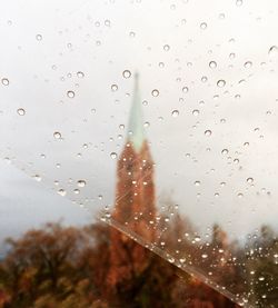 Close-up of water drops on glass