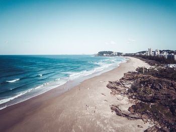 Scenic view of sea against clear sky