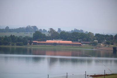 Scenic view of lake against clear sky