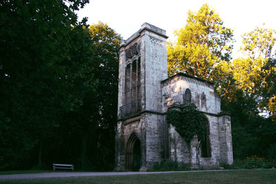 Low angle view of old building against sky