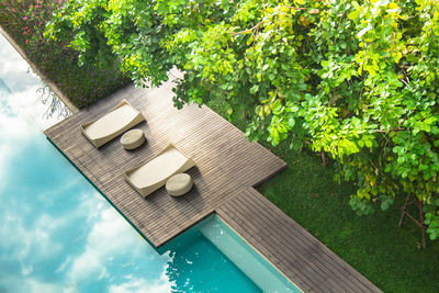 High angle view of swimming pool in park