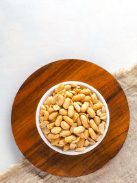 Directly above shot of food in bowl on table