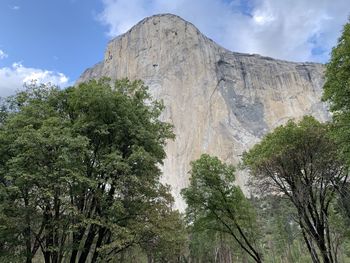 Low angle view of rocks against sky