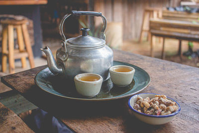 Tea cup on table