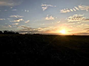 Scenic view of field against sky during sunset