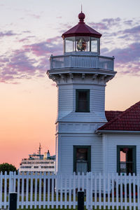 Building against sky during sunset