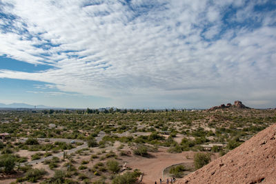 Scenic view of landscape against cloudy sky