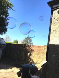 View of bubbles against clear sky