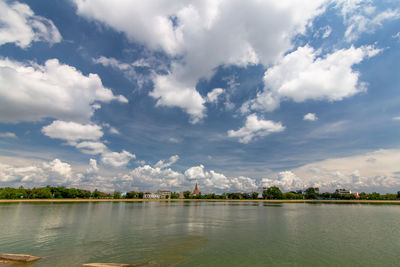 Scenic view of lake against sky