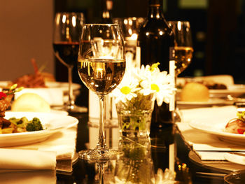 Glass of wine glasses on table