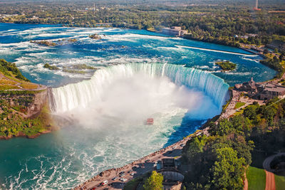 High angle view of waterfall