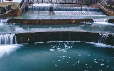 Swimming pool by lake