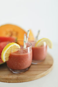 Close-up of drink in glass on table