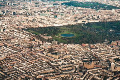 High angle view of buildings in city