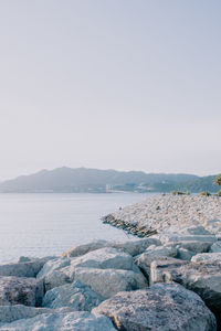 Scenic view of sea against clear sky