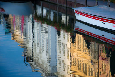 Reflection of colorful buildings in canal