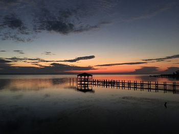 Scenic view of calm sea at dusk