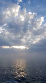 Scenic view of sea against cloudy sky