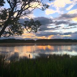 Scenic view of lake against sky