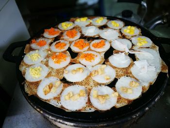 High angle view of food in plate