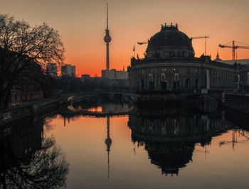 Reflection of buildings in water