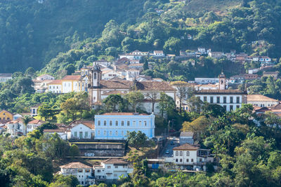 High angle view of buildings in city