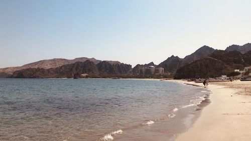 Scenic view of beach against clear sky