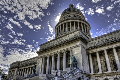 Low angle view of el capitolio against sky in city