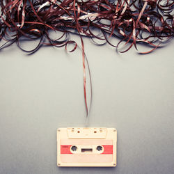 Close-up of telephone on table