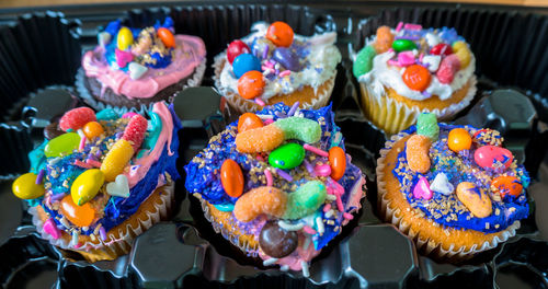 Close-up of cupcakes on table