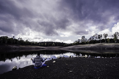 Scenic view of lake against sky