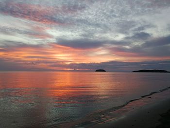 Scenic view of sea against dramatic sky