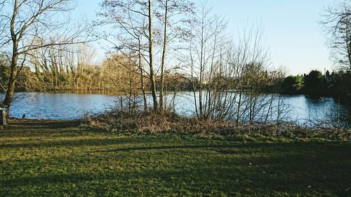 Scenic view of lake against sky