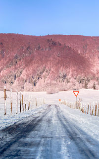 Scenic view of mountains against clear sky