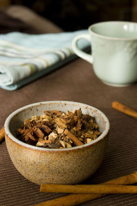 Close-up of spices in bowl on table