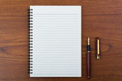 High angle view of pen on table
