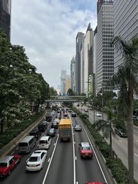High angle view of buildings in city