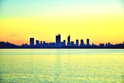 Sunset over city