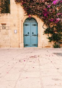 Closed door of building