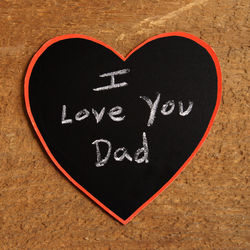 High angle view of text on heart shape