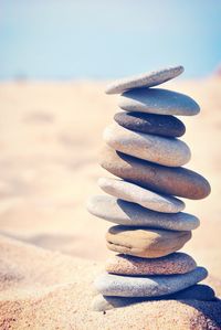 Close-up of stones on beach