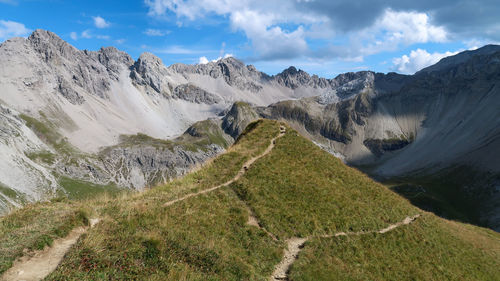 Scenic view of mountains against sky