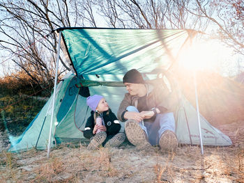 People in tent