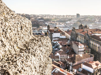 High angle view of buildings in city