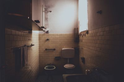 View of electric lamp on wall at home