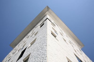 Low angle view of building against clear blue sky