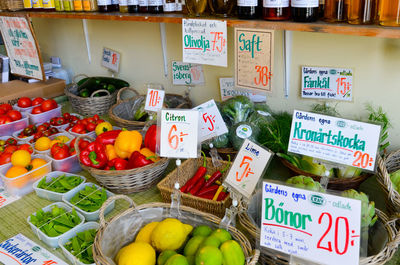 Food on market stall