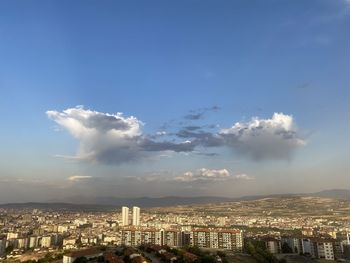 High angle view of townscape against sky