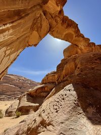 Low angle view of rock formations